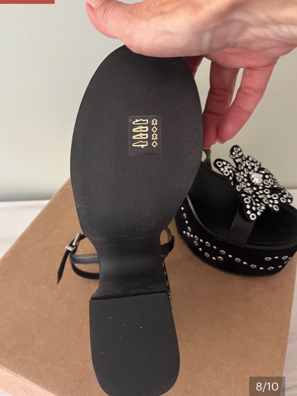 By Anthropologie Studded Flower Platform Heel - Picture 7 of 9